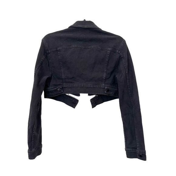 COTTON CITIZEN Super Cropped Zippered Denim Jacket Sz Small - Picture 3 of 5